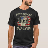 Retro Best Beagle Dad Ever US Flag Dog Lover Fathe Tシャツ (正面)
