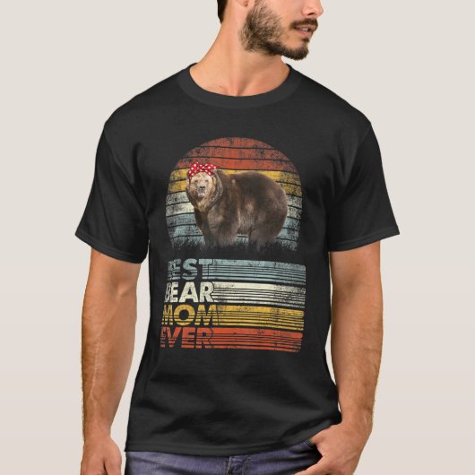 Retro Best Bear Mom Ever Animals Tシャツ (正面)