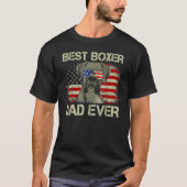 Retro Best Boxer Dad Ever US Flag Dog Lover Father Tシャツ (正面)