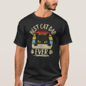 Retro Best Cat Dad Ever Cat Fathers Day Daddy Mens Tシャツ (正面)