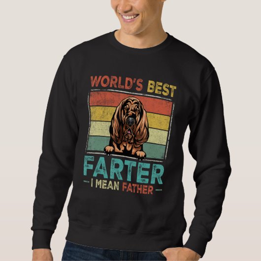 Retro Best Dad Ever Cool Bloodhound Dog Pet Lover スウェットシャツ (正面)