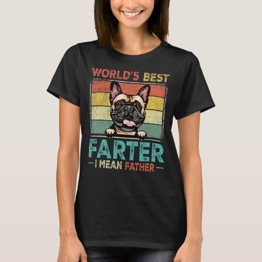 Retro Best Dad Ever Cool French Bulldog Dog Pet Lo Tシャツ (正面)