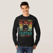 Retro Best Dad Ever Cool French Bulldog Dog Pet Lo Tシャツ (正面フル)