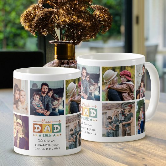 Retro Best Dad Ever Custom Photo Collage コーヒーマグカップ