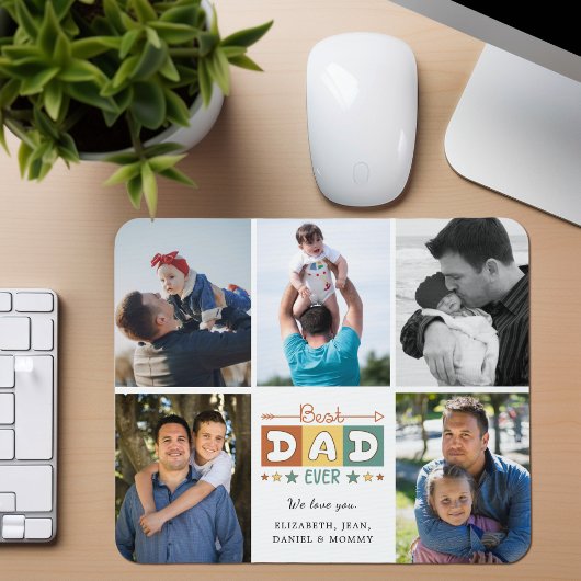 Retro Best Dad Ever Custom Photo Collage マウスパッド