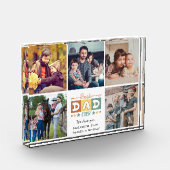 Retro Best Dad Ever Custom Photo Collage Plaque フォトブロック (左)