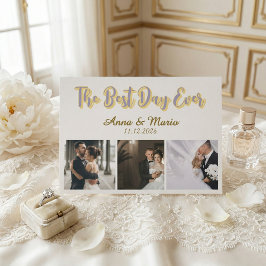 Retro Best Day Ever Photo Collage Wedding サンキューカード