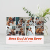 Retro Best Dog Mom 12 Photo Collage Pink シーズンカード (スタンド正面)