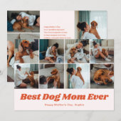 Retro Best Dog Mom 12 Photo Collage Pink シーズンカード (正面/裏面)