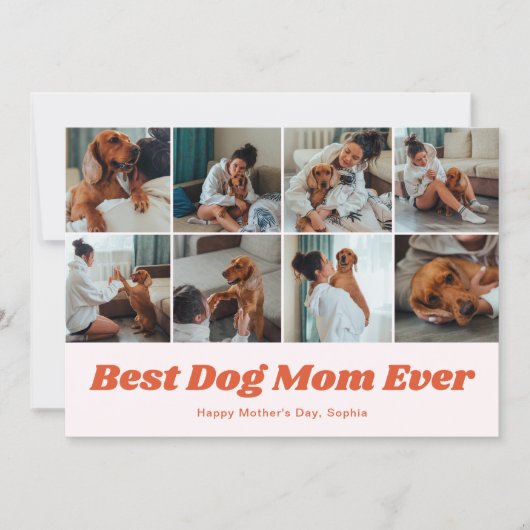 Retro Best Dog Mom 12 Photo Collage Pink シーズンカード (正面)
