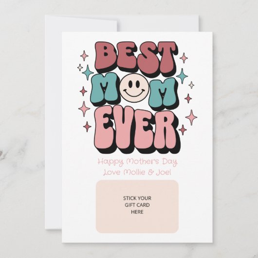 Retro Best Mom Ever Gift Card Holder 招待状 (正面)