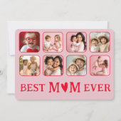 Retro Best Mom Ever Red & Pink Photo シーズンカード (正面)
