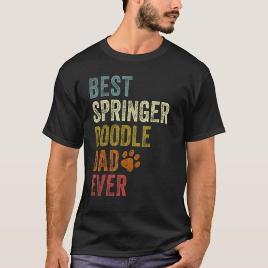 Retro Best Springerdoodle Dad Ever Dog Papa Father Tシャツ (正面)