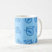 Retro Bicycle Pattern in Blue Tones コーヒーマグカップ (正面右)