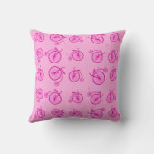 Retro Bicycle Pattern on Pink Background クッション (裏面)