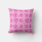Retro Bicycle Pattern on Pink Background クッション (正面)