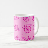 Retro Bicycle Pattern on Pink Background コーヒーマグカップ (正面右)