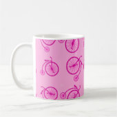Retro Bicycle Pattern on Pink Background コーヒーマグカップ (左)