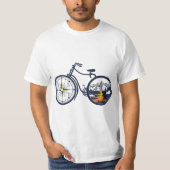 Retro Bicycle with Compass and Mountains - Cycling Tシャツ (正面)