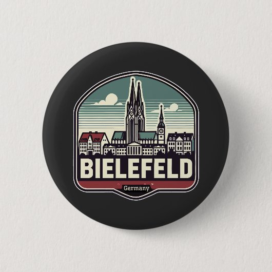 Retro Bielefeld Skyline  缶バッジ (正面)