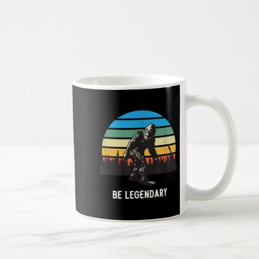 Retro Bigfoot Be Legendary Motivational  コーヒーマグカップ (右)