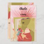 Retro birthday 招待状 (正面/裏面)