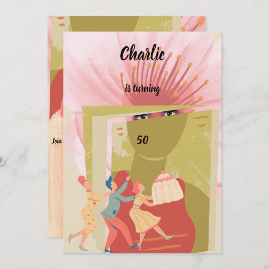 Retro birthday 招待状 (正面/裏面)