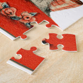 Retro Birthday Girl Cake Cat Artwork ジグソーパズル (側面)