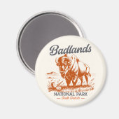 Retro Bison – Badlands National Park  マグネット (正面/裏面)