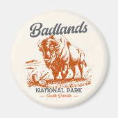 Retro Bison – Badlands National Park  マグネット (正面)