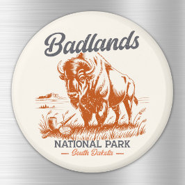 Retro Bison – Badlands National Park  マグネット