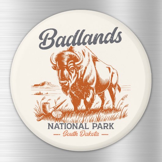 Retro Bison – Badlands National Park  マグネット