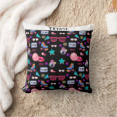 Retro black 80s Costume Vibrant culture pop クッション (ブランケット)