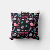 Retro black 80s Costume Vibrant culture pop クッション (正面)