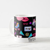 Retro black 80s Costume Vibrant culture pop コーヒーマグカップ (正面左)