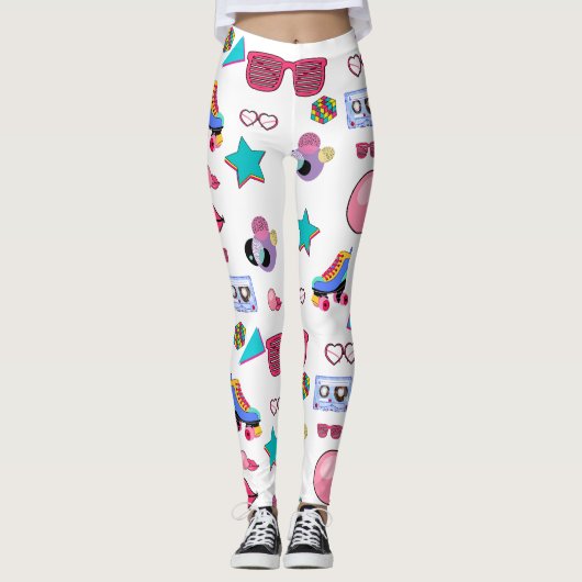 Retro black 80s Costume Vibrant culture pop レギンス (正面)