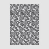 Retro Black and White Chic Folk Flowers Pattern 薄葉紙 (正面)