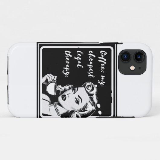Retro black and white design with the phrase “Coff Case-Mate iPhoneケース (裏面(横))