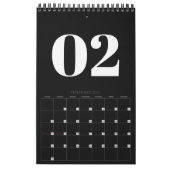 Retro Black and White No Photo 2026 カレンダー (2月 2027)