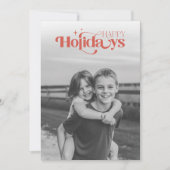 Retro Black and White Photo Children Christmas シーズンカード (正面)