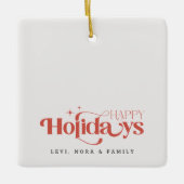 Retro Black and White Sibling Christmas Holiday セラミックオーナメント (正面)