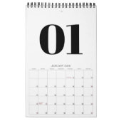 Retro Black and White Typography No Photo 2026 カレンダー (1月 2026)