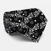 Retro Black and White Vines Folk Floral Pattern  ネクタイ (ロール)