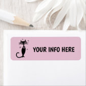 RETRO BLACK ATOMIC CAT RETURN ADDRESS LABELS ラベル (インサイチュ)