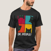 Retro Black Ca Ew People Meowy Cat Tシャツ (正面)
