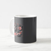 Retro Black Cat Heart Valentines Day Cute Kitten L コーヒーマグカップ (正面左)