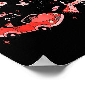 Retro Black Cat Heart Valentines Day Cute Kitten L ポスター (角)