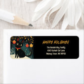 Retro Black Cat Holiday Fun Return Address Labels ラベル (インサイチュ)