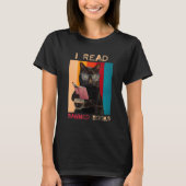 Retro Black Cat  I Red Banned Book Tシャツ (正面)