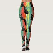 Retro Black Cat Pattern Leggings レギンス (裏面)